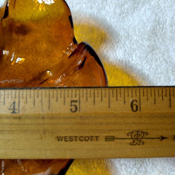 La Murrina etch dark amber petal bowl 5.5" Murano Italy abstract blown glass - Picture 6 of 9